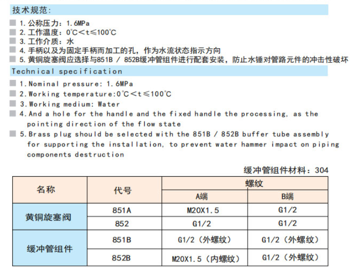 66mo威九国际黄铜旋塞阀技术参数 66mo威九国际黄铜旋塞阀技术参数