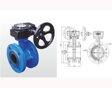 66mo威九国际蜗轮法兰蝶阀结构图 66mo威九国际蜗轮法兰蝶阀结构图