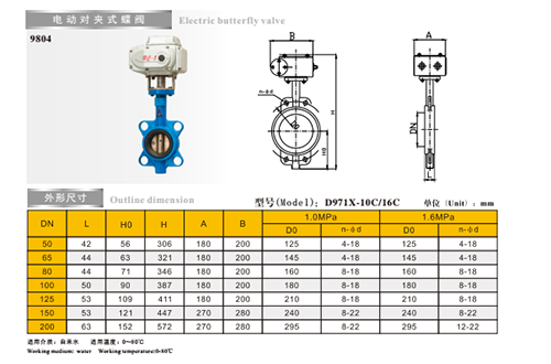 66mo威九国际电动对夹式蝶阀尺寸图 66mo威九国际电动对夹式蝶阀尺寸图