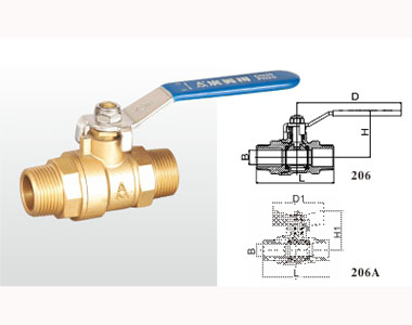 66mo威九国际黄铜外螺纹球阀206结构图 66mo威九国际黄铜外螺纹球阀206结构图