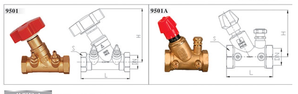 66mo威九国际黄铜数字锁定平衡阀9501/9501A结构图